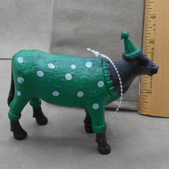 Party Animals Black Cow in Green Polka Hat Dot Ankyo Development - Picture 5 of 7